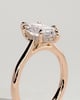Heather - Marquise Claw Solitaire with Hidden Halo, Tapered Band and Cathedral High Setting Engagement Ring - 18k Rose Gold