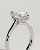 Heather - Marquise Claw Solitaire with Hidden Halo, Tapered Band and Cathedral High Setting Engagement Ring - 18k White Gold