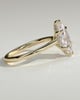 Heather - Marquise Claw Solitaire with Hidden Halo, Tapered Band and Cathedral High Setting Engagement Ring - 18k Yellow Gold