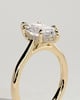 Heather - Marquise Claw Solitaire with Hidden Halo, Tapered Band and Cathedral High Setting Engagement Ring - 18k Yellow Gold