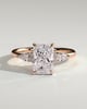 Heidi - Radiant Claw Solitaire with Pear Accents and Round Shoulder Stones Engagement Ring - 18k Rose Gold High Setting