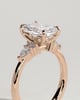 Heidi - Radiant Claw Solitaire with Pear Accents and Round Shoulder Stones Engagement Ring - 18k Rose Gold High Setting