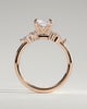 Heidi - Radiant Claw Solitaire with Pear Accents and Round Shoulder Stones Engagement Ring - 18k Rose Gold High Setting