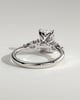 Heidi - Radiant Claw Solitaire with Pear Accents and Round Shoulder Stones Engagement Ring - 18k White Gold High Setting