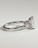 Heidi - Radiant Claw Solitaire with Pear Accents and Round Shoulder Stones Engagement Ring - 18k White Gold High Setting