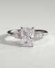 Heidi - Radiant Claw Solitaire with Pear Accents and Round Shoulder Stones Engagement Ring - 18k White Gold High Setting