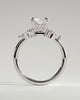 Heidi - Radiant Claw Solitaire with Pear Accents and Round Shoulder Stones Engagement Ring - 18k White Gold High Setting