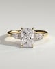 Heidi - Radiant Claw Solitaire with Pear Accents and Round Shoulder Stones Engagement Ring - 18k Yellow Gold High Setting