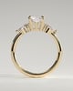 Heidi - Radiant Claw Solitaire with Pear Accents and Round Shoulder Stones Engagement Ring - 18k Yellow Gold Low Setting