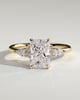 Heidi - Radiant Claw Solitaire with Pear Accents and Round Shoulder Stones Engagement Ring - 18k Yellow Gold Low Setting