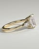 Heidi - Radiant Claw Solitaire with Pear Accents and Round Shoulder Stones Engagement Ring - 18k Yellow Gold Low Setting