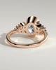Oval Bezel Solitaire with Clustered Round-Marquise Mixed Set Shoulder Stones Engagement Ring - 18k Rose Gold