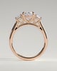 Oval 4 Claw Trilogy Engagement Ring - 18k Rose Gold
