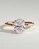 Oval 4 Claw Solitaire with Petal Gallery and Accented Tiara Detail Engagement Ring - 18k Rose Gold