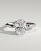 Oval 4 Claw Solitaire with Petal Gallery and Accented Tiara Detail Engagement Ring - 18k White Gold