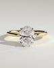 Oval 4 Claw Solitaire with Petal Gallery and Accented Tiara Detail Engagement Ring - 18k Yellow Gold / 18k White Gold