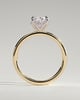 Oval 4 Claw Solitaire with Petal Gallery and Accented Tiara Detail Engagement Ring - 18k Yellow Gold / 18k White Gold