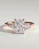 Jasmine - Radiant 4 Claw Trilogy with Pear Side Stones and Cathedral Setting Engagement Ring - 18k Rose Gold