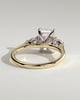 Jasmine - Radiant 4 Claw Trilogy with Pear Side Stones and Cathedral Setting Engagement Ring - 18k Yellow Gold / 18k White Gold