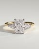 Jasmine - Radiant 4 Claw Trilogy with Pear Side Stones and Cathedral Setting Engagement Ring - 18k Yellow Gold / 18k White Gold