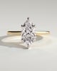 Jenna - Marquise Claw Solitaire with Hidden Halo and Cathedral High Setting Engagement Ring - 18k Yellow Gold / 18k White Gold