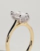 Jenna - Marquise Claw Solitaire with Hidden Halo and Cathedral High Setting Engagement Ring - 18k Yellow Gold / 18k White Gold