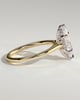 Jenna - Marquise Claw Solitaire with Hidden Halo and Cathedral High Setting Engagement Ring - 18k Yellow Gold / 18k White Gold