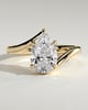 Pear 5 Claw Solitaire with Bypass Band Engagement Ring - 18k Yellow Gold