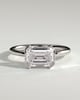 Jodie - Emerald East West Half Bezel Solitaire Engagement Ring - 18k White Gold