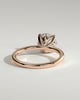 Joy - Round Claw Solitaire with Petal Gallery and Accent Leaf Detail Engagement Ring - 18k Rose Gold