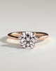 Joy - Round Claw Solitaire with Petal Gallery and Accent Leaf Detail Engagement Ring - 18k Rose Gold