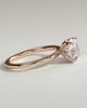 Joy - Round Claw Solitaire with Petal Gallery and Accent Leaf Detail Engagement Ring - 18k Rose Gold