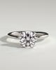Joy - Round Claw Solitaire with Petal Gallery and Accent Leaf Detail Engagement Ring - 18k White Gold