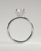 Joy - Round Claw Solitaire with Petal Gallery and Accent Leaf Detail Engagement Ring - 18k White Gold