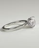 Joy - Round Claw Solitaire with Petal Gallery and Accent Leaf Detail Engagement Ring - 18k White Gold