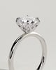 Joy - Round Claw Solitaire with Petal Gallery and Accent Leaf Detail Engagement Ring - 18k White Gold