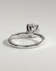 Joy - Round Claw Solitaire with Petal Gallery and Accent Leaf Detail Engagement Ring - 18k White Gold