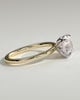 Joy - Round Claw Solitaire with Petal Gallery and Accent Leaf Detail Engagement Ring - 18k Yellow Gold / 18k White Gold