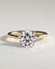 Joy - Round Claw Solitaire with Petal Gallery and Accent Leaf Detail Engagement Ring - 18k Yellow Gold / 18k White Gold