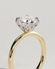 Joy - Round Claw Solitaire with Petal Gallery and Accent Leaf Detail Engagement Ring - 18k Yellow Gold / 18k White Gold