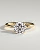 Joy - Round Claw Solitaire with Petal Gallery and Accent Leaf Detail Engagement Ring - 18k Yellow Gold