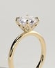 Joy - Round Claw Solitaire with Petal Gallery and Accent Leaf Detail Engagement Ring - 18k Yellow Gold