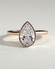 Jude - Pear Bezel Solitaire with Hidden Halo and Cathedral High Setting Engagement Ring - 18k Rose Gold