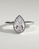Jude - Pear Bezel Solitaire with Hidden Halo and Cathedral High Setting Engagement Ring - 18k White Gold