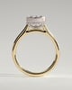 Jude - Pear Bezel Solitaire with Hidden Halo and Cathedral High Setting Engagement Ring - 18k Yellow Gold / 18k White Gold