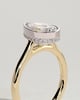 Jude - Pear Bezel Solitaire with Hidden Halo and Cathedral High Setting Engagement Ring - 18k Yellow Gold / 18k White Gold