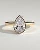 Jude - Pear Bezel Solitaire with Hidden Halo and Cathedral High Setting Engagement Ring - 18k Yellow Gold