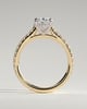 Julia - Oval 4 Claw Solitaire with Hidden Halo, Pave Band and Cathedral Setting Engagement Ring - 18k Yellow Gold / 18k White Gold