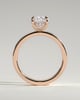 Kai - Elongated Cushion 4 Claw Solitaire with Flat Cigar Band and Hidden Halo Engagement Ring - 18k Rose Gold High Setting