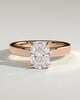 Kai - Elongated Cushion 4 Claw Solitaire with Flat Cigar Band and Hidden Halo Engagement Ring - 18k Rose Gold High Setting